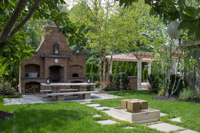 Fireplace and Pergola Kitchen in Dublin, OH