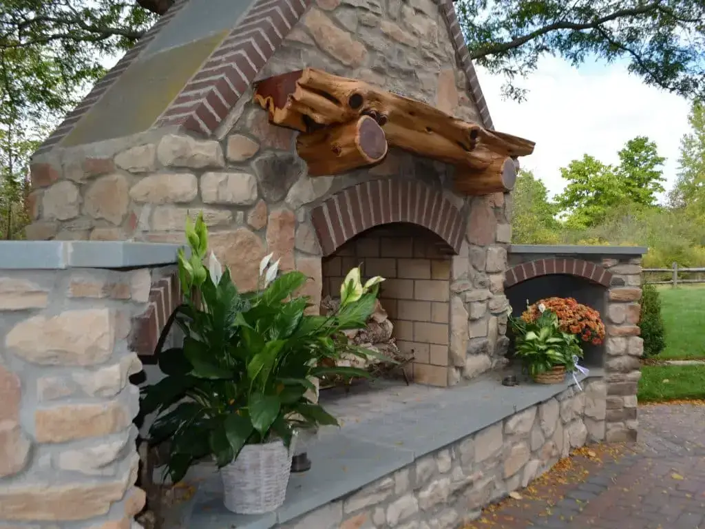Fireplace with plants