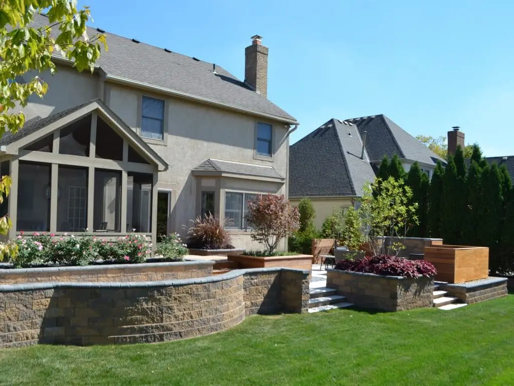 Actual paver wall and trees