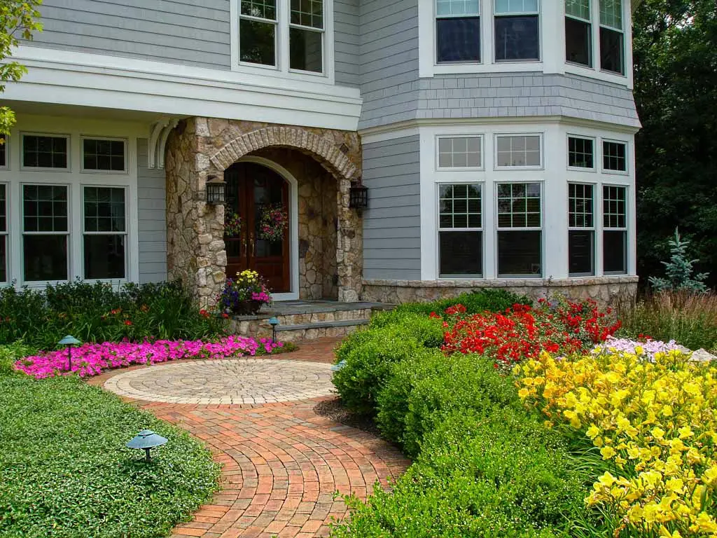walkway with flowers